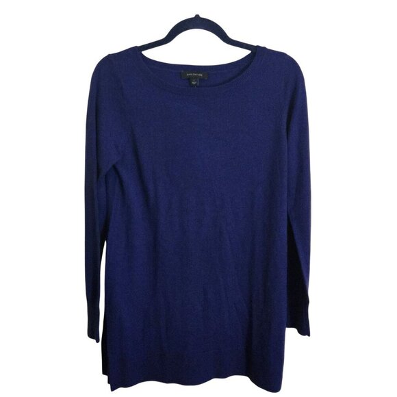 Ann Taylor NWT Navy Blue Scoop Neck Slit Side Tunic Sweater Size S - Picture 1 of 6